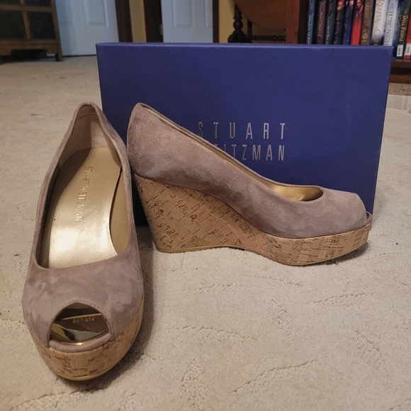 Stuart Weitzman Anna Cork Platform Wedges size 8 - Picture 2 of 3